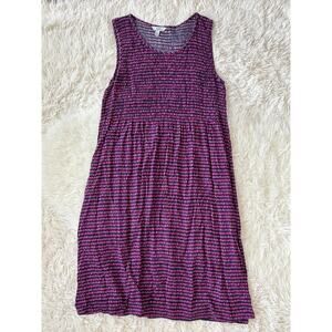 Croft & Barrow Smocked Swing Midi Dress in Magenta Dots, size XL